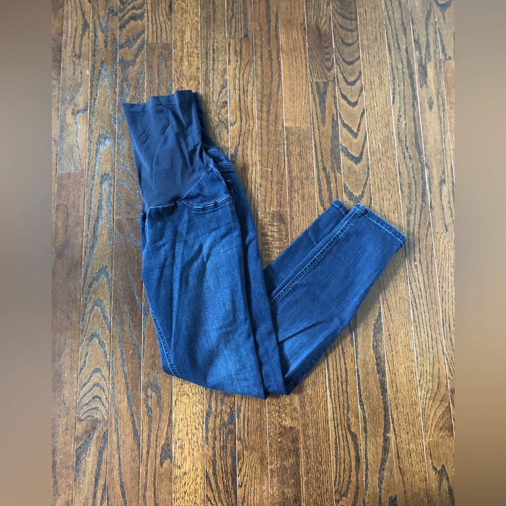 Indigo Blue Women’s Maternity L Medium/Dark Washed Skinny Long Jeans w/Band